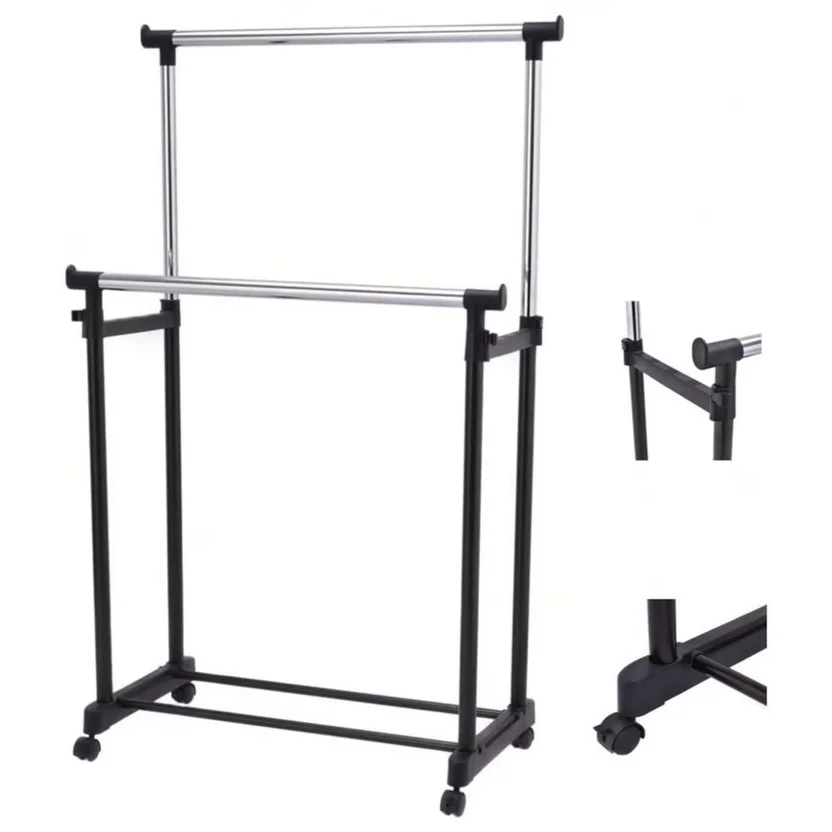 Tendedero Ropa Perchero Doble Tubo Rueda